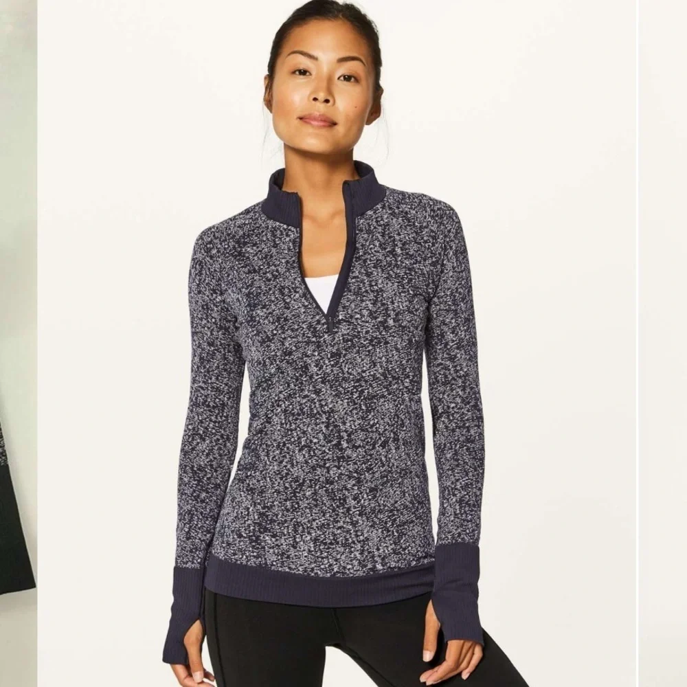 Lululemon Rest Less 1/2 Zip Black White